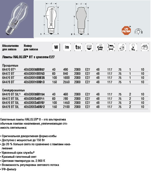  HALOLUX BT  ,   E27 
